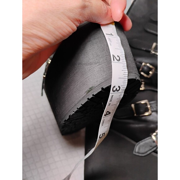 Goth Buckle Platform Knee High Boots Metal Punk Rock Band Platform Wedge Sz 7 - Picture 7 of 10